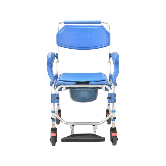 SMARTCARE Aluminium Commode Chair SC-698K | Height Adjustable, Foldable Armrests & Footrest, Waterproof EVA Cushion, 4-Inch Silent Wheels, 125kg Capacity