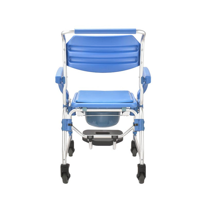 SMARTCARE Aluminium Commode Chair SC-698K | Height Adjustable, Foldable Armrests & Footrest, Waterproof EVA Cushion, 4-Inch Silent Wheels, 125kg Capacity