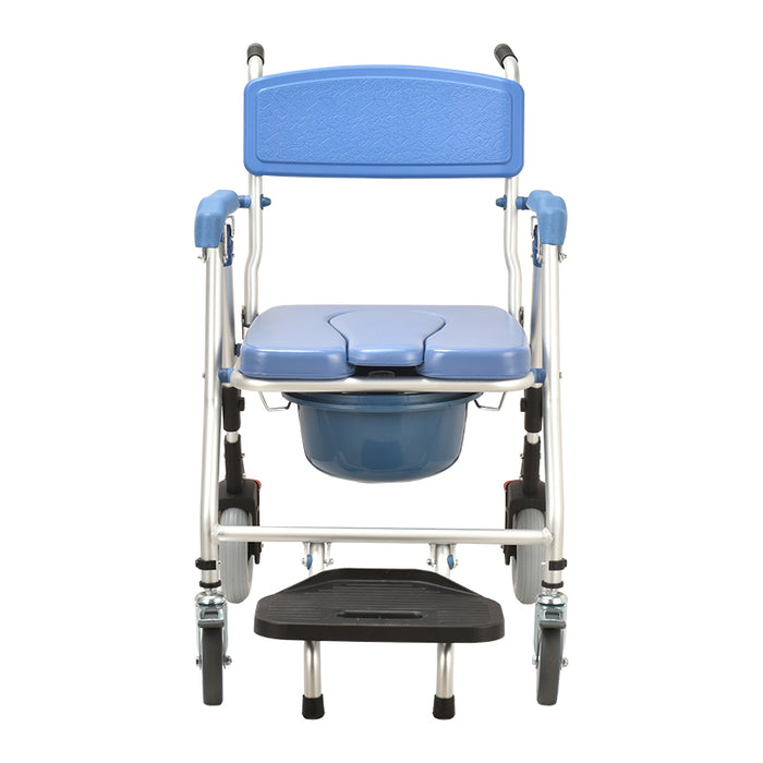 SMARTCARE Bedside Commode Wheelchair SC-699K | Foldable Aluminium Frame, Built-in Commode, Silent PU Wheels, Anti-Flip Footrest, 125kg Capacity