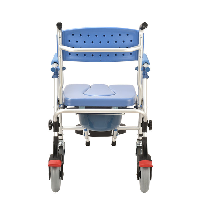 SMARTCARE Bedside Commode Wheelchair SC-699K | Foldable Aluminium Frame, Built-in Commode, Silent PU Wheels, Anti-Flip Footrest, 125kg Capacity