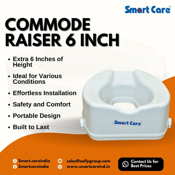 Smart Care Commode Raiser Seat 6 inch | Comfortable, Lightweight Portable Commode Seat Raiser/Adjustable Toilet Seat - Universal (White)