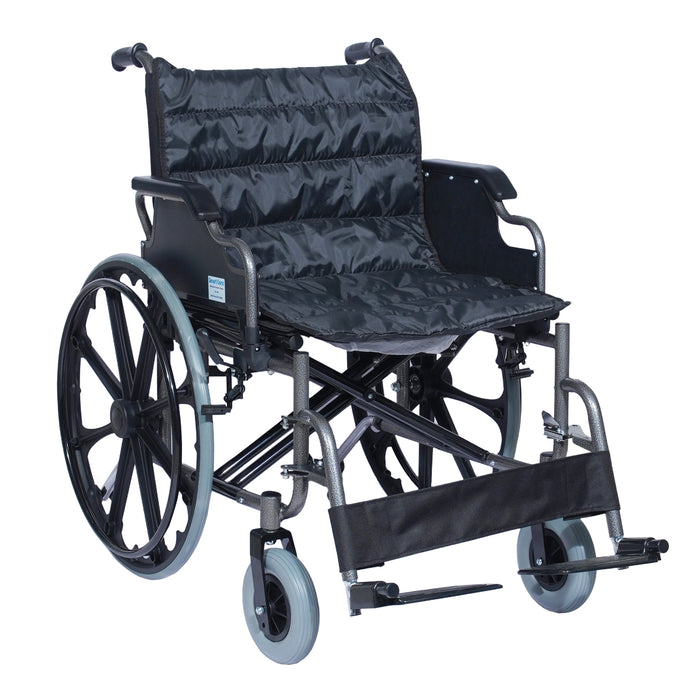 SMARTCARE Heavy-Duty Bariatric Wheelchair SC-1951 | Powder-Coated Steel Frame, Double Cross Support, Flip-Back Armrests, Detachable Legrests, 24" Mag Wheels, PU Castors | 120kg Weight Capacity