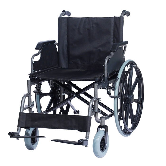 SMARTCARE Heavy-Duty Bariatric Wheelchair SC-1951 | Powder-Coated Steel Frame, Double Cross Support, Flip-Back Armrests, Detachable Legrests, 24" Mag Wheels, PU Castors | 120kg Weight Capacity
