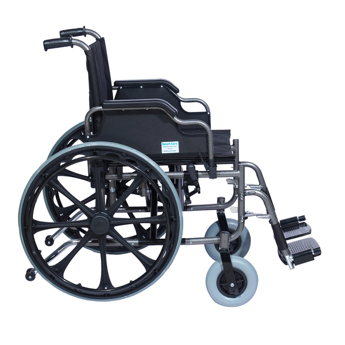 SMARTCARE Heavy-Duty Bariatric Wheelchair SC-1951 | Powder-Coated Steel Frame, Double Cross Support, Flip-Back Armrests, Detachable Legrests, 24" Mag Wheels, PU Castors | 120kg Weight Capacity