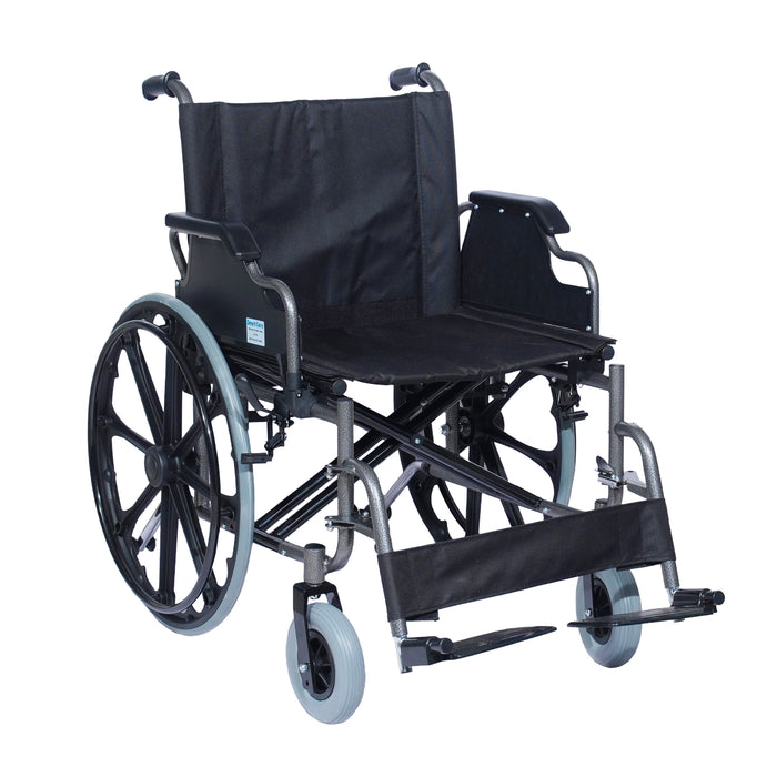 SMARTCARE Heavy-Duty Bariatric Wheelchair SC-1951 | Powder-Coated Steel Frame, Double Cross Support, Flip-Back Armrests, Detachable Legrests, 24" Mag Wheels, PU Castors | 120kg Weight Capacity