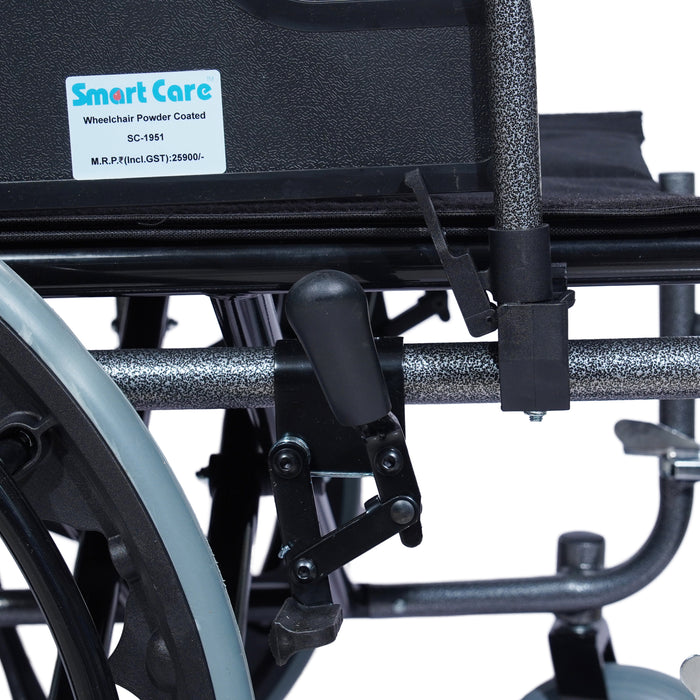 SMARTCARE Heavy-Duty Bariatric Wheelchair SC-1951 | Powder-Coated Steel Frame, Double Cross Support, Flip-Back Armrests, Detachable Legrests, 24" Mag Wheels, PU Castors | 120kg Weight Capacity