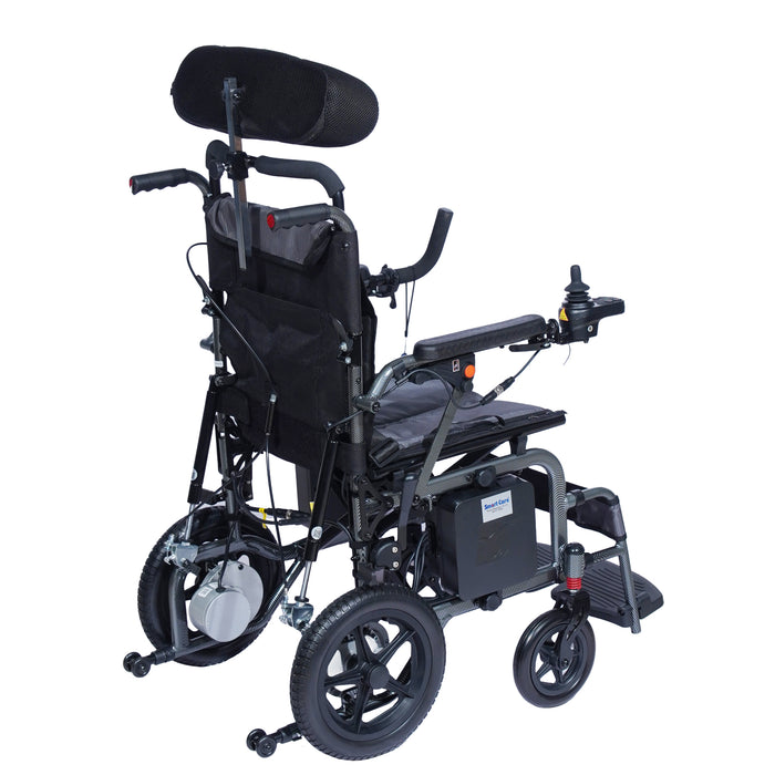 SMARTCARE Electric Wheelchair with Reclining Backrest & Adjustable Headrest SC01123LA | High-Strength Aluminum Alloy Frame, Manual & Electric Mode, Flip-Up Armrest, Detachable Battery, Wireless Remote Control