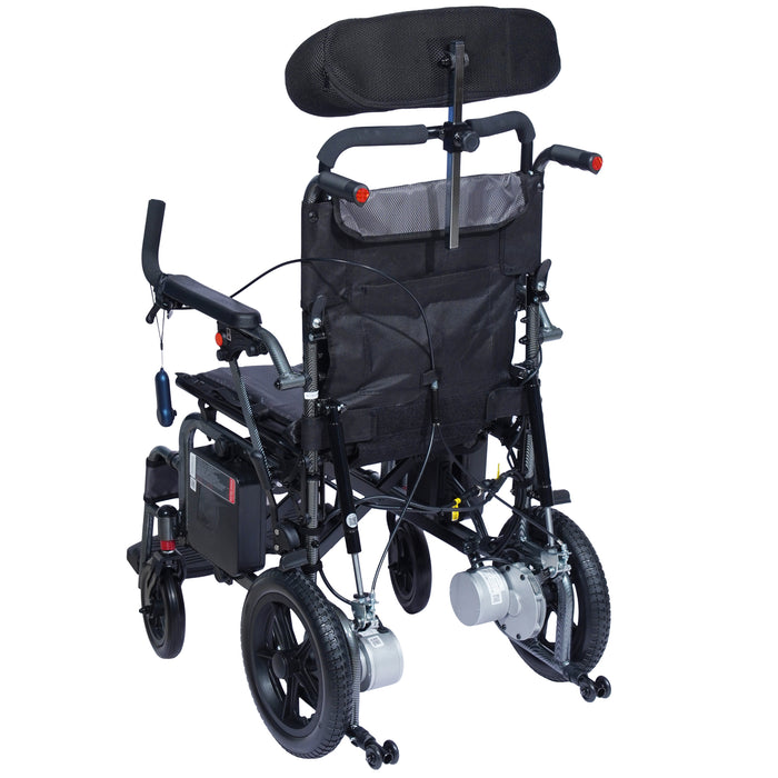 SMARTCARE Electric Wheelchair with Reclining Backrest & Adjustable Headrest SC01123LA | High-Strength Aluminum Alloy Frame, Manual & Electric Mode, Flip-Up Armrest, Detachable Battery, Wireless Remote Control