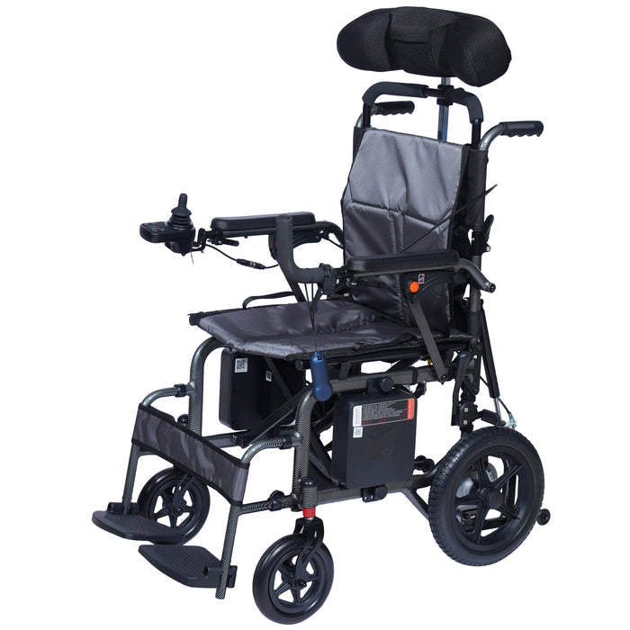 SMARTCARE Electric Wheelchair with Reclining Backrest & Adjustable Headrest SC01123LA | High-Strength Aluminum Alloy Frame, Manual & Electric Mode, Flip-Up Armrest, Detachable Battery, Wireless Remote Control