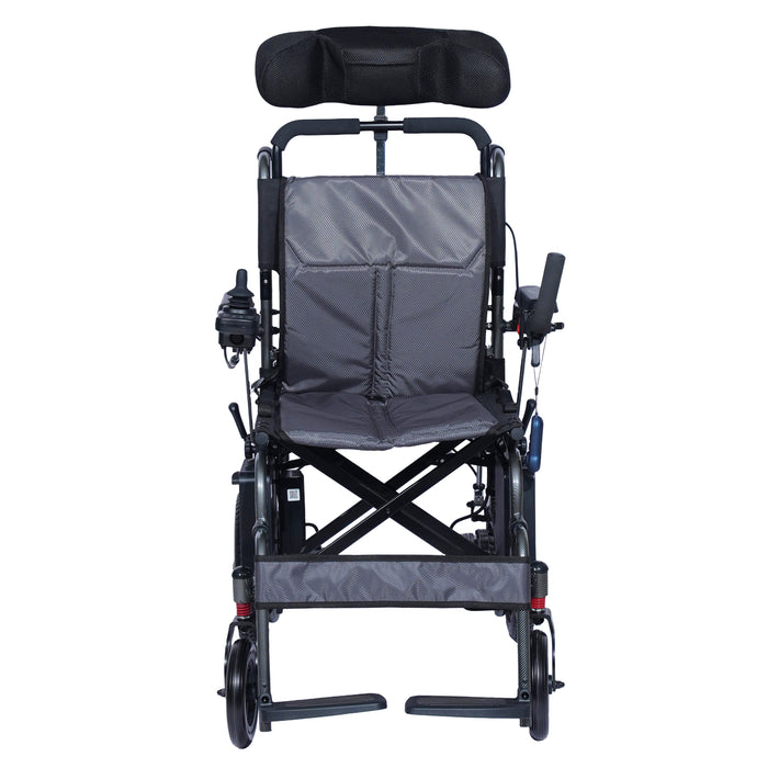 SMARTCARE Electric Wheelchair with Reclining Backrest & Adjustable Headrest SC01123LA | High-Strength Aluminum Alloy Frame, Manual & Electric Mode, Flip-Up Armrest, Detachable Battery, Wireless Remote Control