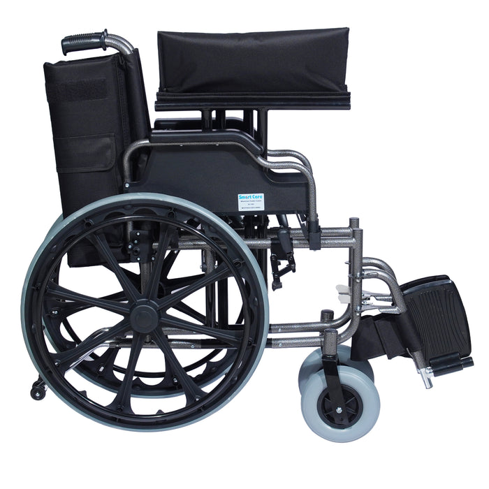 SMARTCARE Heavy-Duty Bariatric Wheelchair SC-1951 | Powder-Coated Steel Frame, Double Cross Support, Flip-Back Armrests, Detachable Legrests, 24" Mag Wheels, PU Castors | 120kg Weight Capacity