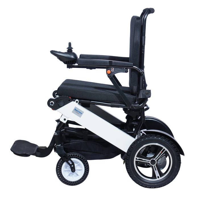 SMARTCARE Electric Power Wheelchair SC-114 | Lightweight Foldable Aluminum Frame, Flip-Up Armrest & Footrest, 8" PU Castor, 12" Rear Wheels, Dual 250W Brush Motors, 7.5AH Lithium Battery | 100kg Weight Capacity