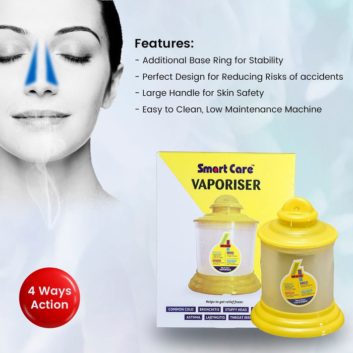 SMARTCARE Electric Steam Vaporizer – Portable, Lightweight, and Multi-Purpose for Cough, Cold, Skin Care, and Muscle Relief - Ideal for Home Use, Sinus Relief, and Comfortable Breathing