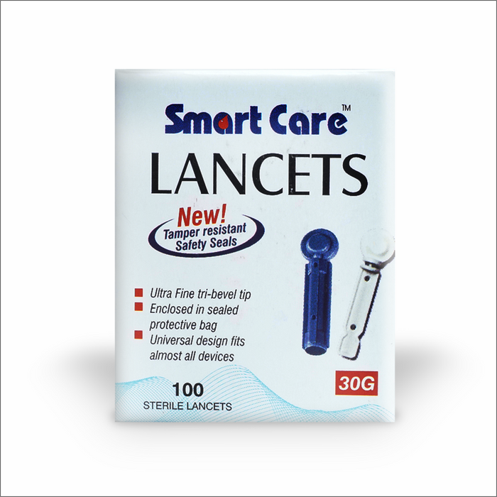 Smart Care Blood Lancet Needles Round 100 Count (Pack of 5) with Smart Care Blood Glucose Monitor Free