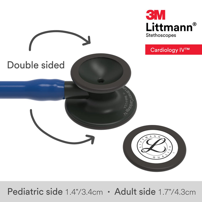 3M Littmann Cardiology IV Diagnostic Stethoscope, Black-Finish Chestpiece, Navy Blue Tube, Black Stem and Headset, 27 inch, 6168