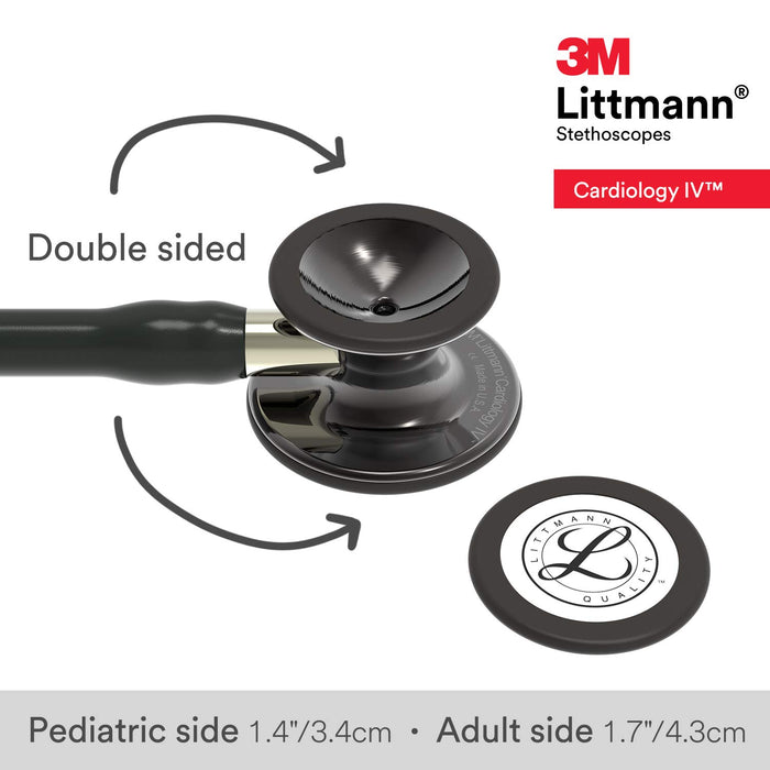 3M Littmann Cardiology IV Diagnostic Stethoscope, High Polish Smoke-Finish Chestpiece, Black Tube, Champagne Stem and Black Headset, 27 inch, 6204