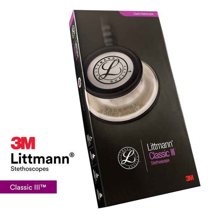 3M Littmann Classic III Monitoring Stethoscope, Smoke Chestpiece, Gray Tube, Violet Gray Stem and Smoke Headset, 27 inch, 5873