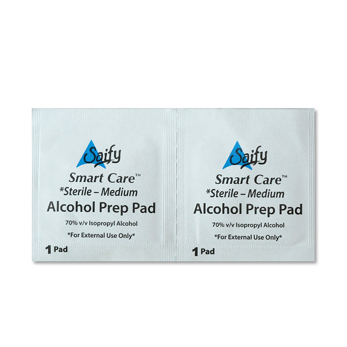 Smart Care® Sterile Swabs Antiseptic Prep Emergency Disinfectant Wipes First aid Pads Antibacterial Cleanser Portable for Home Outdoor (Medium) (100 Count)