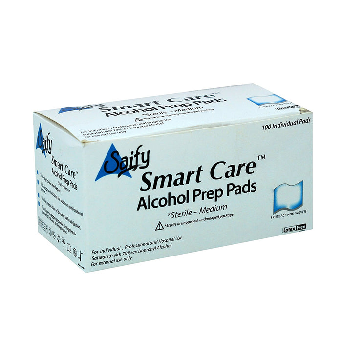 Smart Care® Sterile Swabs Antiseptic Prep Emergency Disinfectant Wipes First aid Pads Antibacterial Cleanser Portable for Home Outdoor (Medium) (100 Count)
