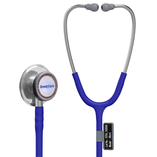 SMARTCARE Stethoscope Micro (Blue Color) - High-Fidelity Dual Lumen Stethoscope with Non-Chill Rim Bell, Sealed Eartips, Soft Tubing, and Noise Isolation for Accurate Diagnosis and Maximum Comfort