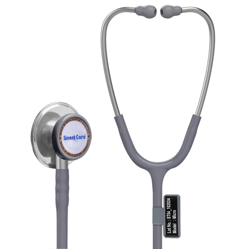 SMARTCARE Stethoscope Micro (Grey Color) - High-Fidelity Dual Lumen Stethoscope with Non-Chill Rim Bell, Sealed Eartips, Soft Tubing, and Noise Isolation for Accurate Diagnosis and Maximum Comfort