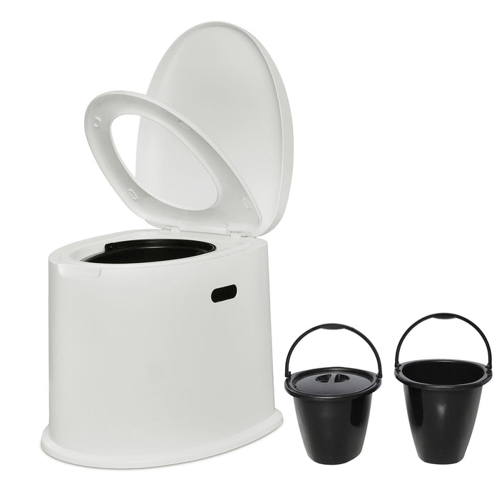SMARTCARE Premium Portable Top Opening Toilet Seat Commode Chair with Dual Bucket System – Lightweight, Durable, and Perfect for Travel, Camping, and