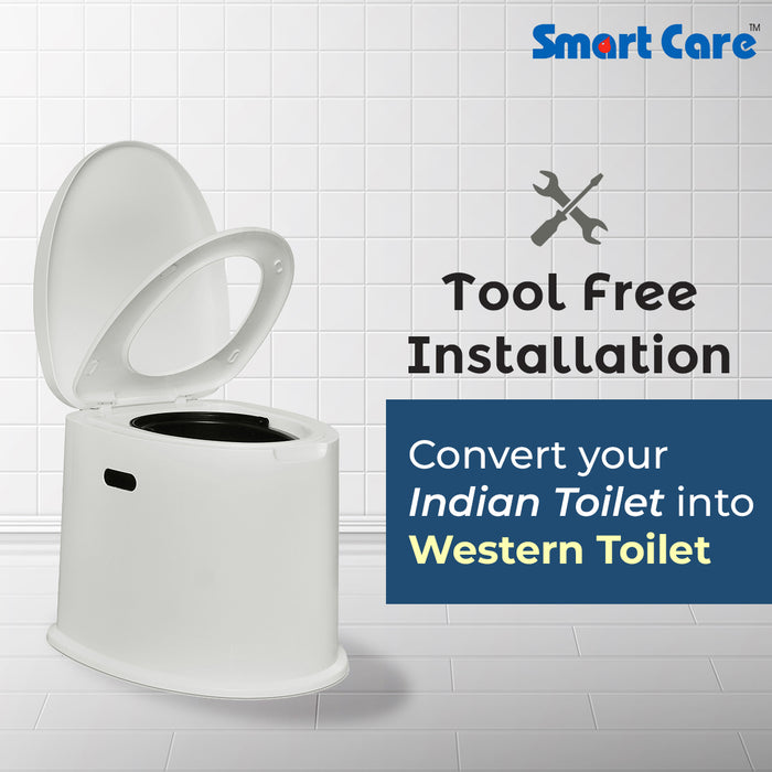 SMARTCARE Premium Portable Top Opening Toilet Seat Commode Chair