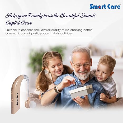 SMARTCARE Behind the Ear Rechargeable Hearing Aid (SC-711) with Adjustable Volume and Bluetooth Technology Connects Directly with Smartphone for Mild To Moderate Hearing Loss for Elderly People