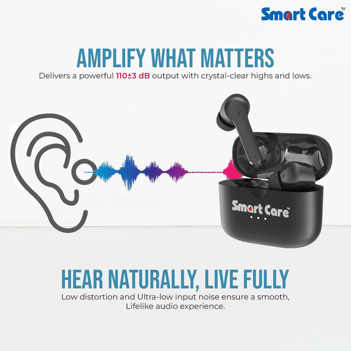 SMARTCARE SC-909 Digital Hearing Aid | 16-Channel WDRC | Bluetooth 5.2 | 38-Hour Battery Life, Button Control | Rechargeable TWS Hearing Device Mild to Moderately Severe Hearing Loss | Type-C Charging