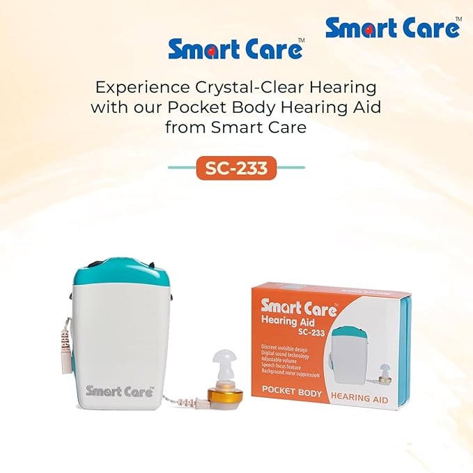 SMARTCARE SC-233 Digital Pocket Hearing Aid – Discreet and Powerful Hearing Support with Speech Focus, Noise Suppression, and Customizable Settings for Clear Sound