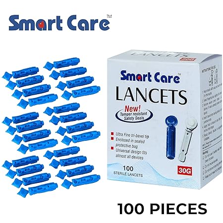 Smart Care Sterile Lancets 30G – 100 Pieces | Universal Glucometer Lancets for Blood Sugar Testing