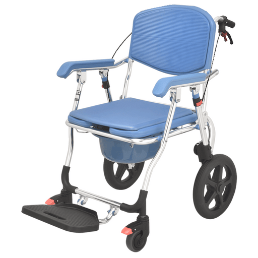 SMARTCARE Commode Wheelchair SC-899K | Foldable Aluminium Frame, Waterproof EVA Seat & Backrest, 12-Inch Rear Wheels with Handbrake, 125kg Capacity