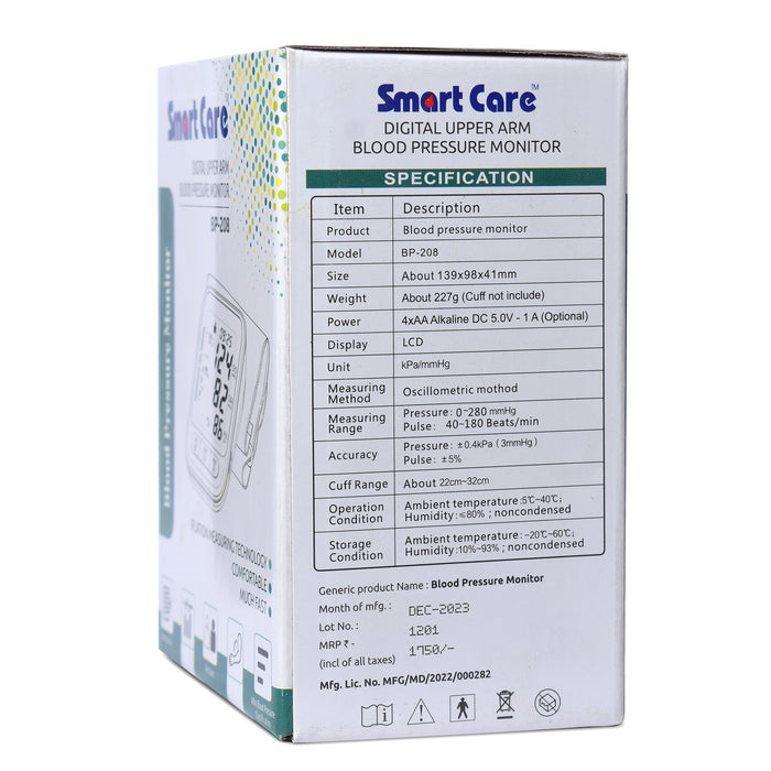 Smartcare Blood Pressure SC-208 New with C-Type Plug and Play Connectivity.