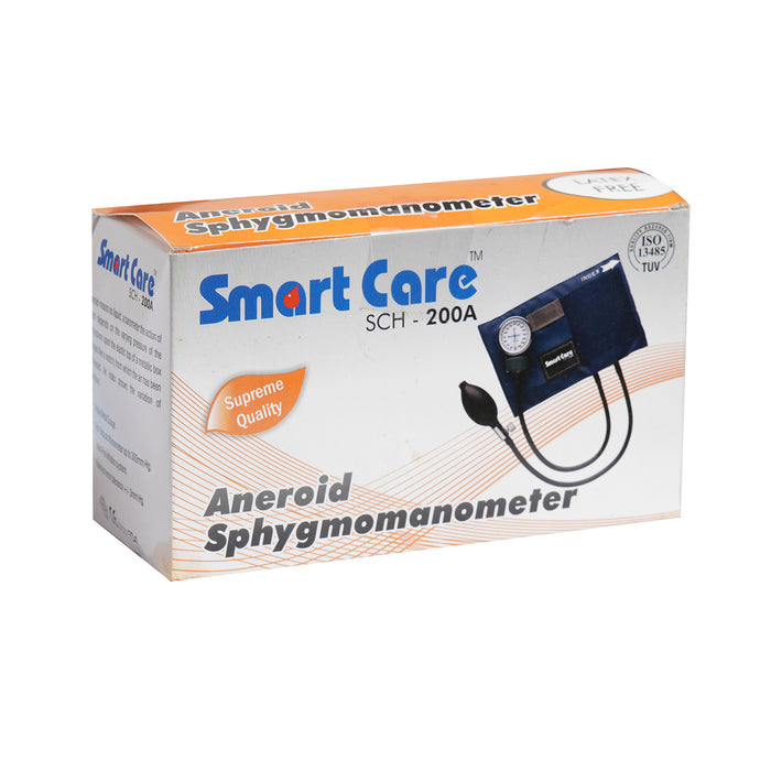 SMARTCARE Aneroid Sphygmomanometer SCH 200A – Durable, Accurate, and Dependable Blood Pressure Measurement Device with Latex-Free Rubber Bulb, Mercury-Free Measurement, Long-Lasting Nylon Cuff, and Easy-to-Read Large Dial Face