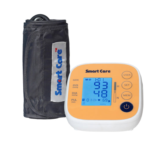SMARTCARE Blood Pressure Monitor SC-207 | Compact & Travel-Friendly BP Machine with WHO Classification, USB Type-C & Battery Power, One-Touch Operation, Cuff Detection & Memory Storage