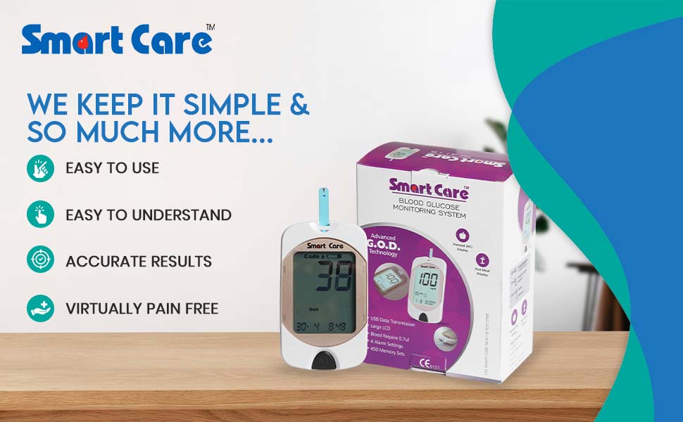 Smart Care Blood Glucose Monitor with 10 Strips Free