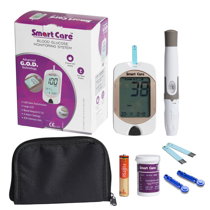 Smart Care Blood Glucose Monitor with 10 Strips Free