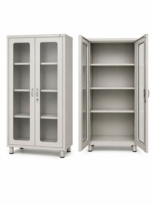Instrument Cabinet Double Door HF-203 | Hospital MS Storage Cabinet with Glass Doors & Shelves