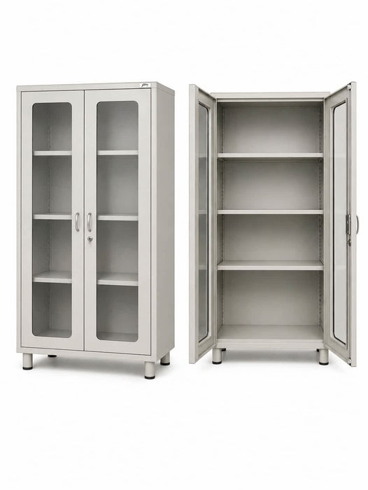 Instrument Cabinet Double Door HF-203 | Hospital MS Storage Cabinet with Glass Doors & Shelves