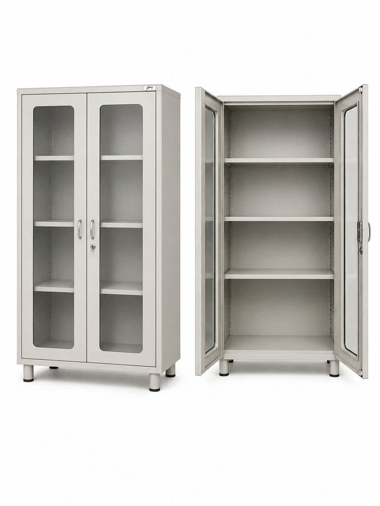Instrument Cabinet Double Door HF-203 | Hospital MS Storage Cabinet with Glass Doors & Shelves
