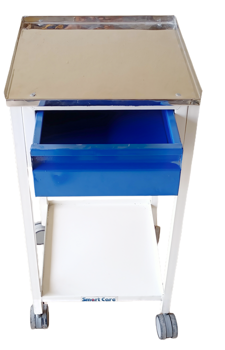 SMARTCARE ECG Trolley HF-243 | Mobile ECG Machine Trolley with Drawer, SS Top & Wheels  16'' * 16'' TOP SIZE * 32'' HEIGHT / MS DRAWER / 2'' WHEEL / SS TOP
