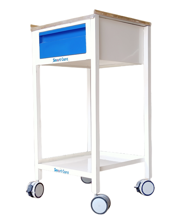 SMARTCARE ECG Trolley HF-243 | Mobile ECG Machine Trolley with Drawer, SS Top & Wheels  16'' * 16'' TOP SIZE * 32'' HEIGHT / MS DRAWER / 2'' WHEEL / SS TOP