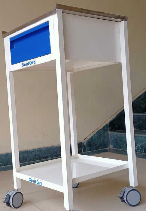 SMARTCARE ECG Trolley HF-243 | Mobile ECG Machine Trolley with Drawer, SS Top & Wheels  16'' * 16'' TOP SIZE * 32'' HEIGHT / MS DRAWER / 2'' WHEEL / SS TOP