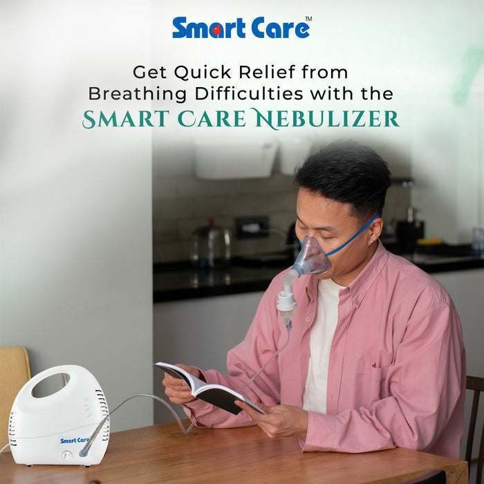 SMARTCARE Nebulizer NB03 – Compact, Portable, and Easy-to-Use Nebulizer for Quick Relief from Breathing Difficulties with Powerful Performance, High Medication Capacity, and One-Button Operation