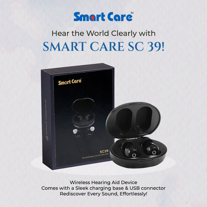 SMARTCARE SC 39 Hearing Aid: Advanced Rechargeable Hearing Solution with Magnetic Charging Case, Long Battery Life, Superior Sound Quality, and Comfortable Fit for Daily Use