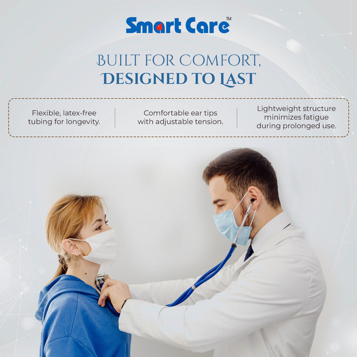 SMARTCARE Stethoscope Economy - High-Fidelity Acoustic Performance with Dual Lumen Tubing - Non-Chill Rim Bell, High Attenuation, Noise Isolation, Comfortable Fit for Healthcare Professionals