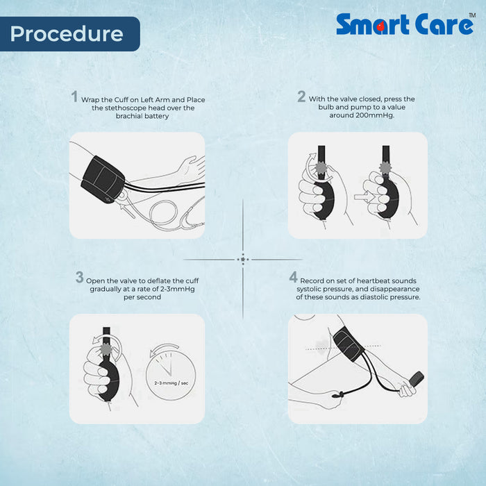 SMARTCARE Aneroid Sphygmomanometer SCH 200A – Durable, Accurate, and Dependable Blood Pressure Measurement Device with Latex-Free Rubber Bulb, Mercury-Free Measurement, Long-Lasting Nylon Cuff, and Easy-to-Read Large Dial Face