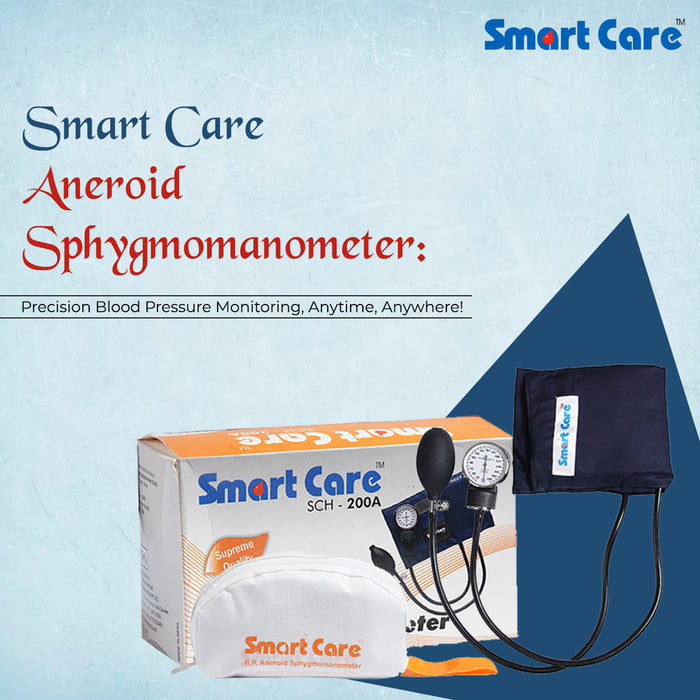 SMARTCARE Aneroid Sphygmomanometer SCH 200A – Durable, Accurate, and Dependable Blood Pressure Measurement Device with Latex-Free Rubber Bulb, Mercury-Free Measurement, Long-Lasting Nylon Cuff, and Easy-to-Read Large Dial Face