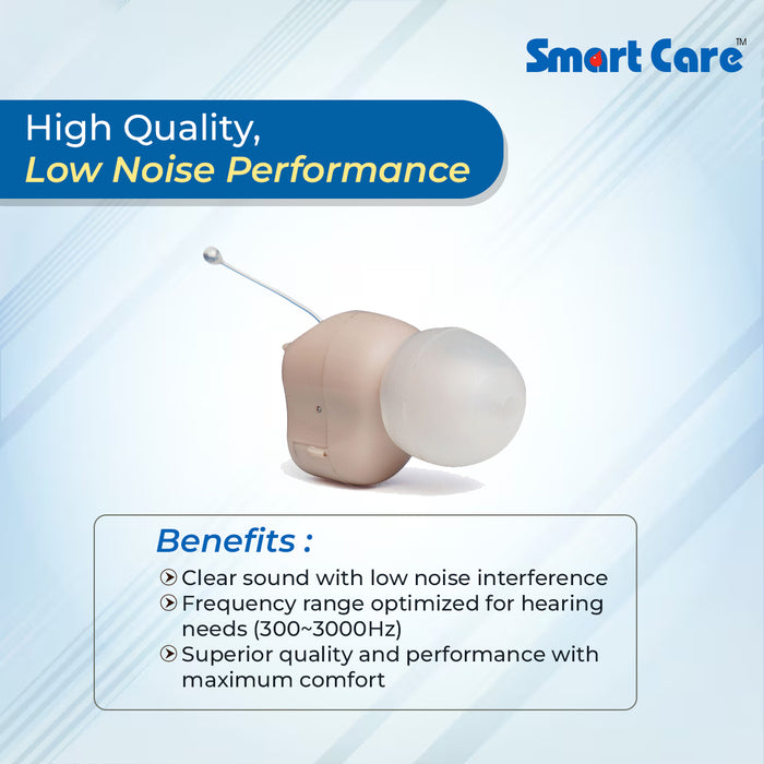 SMARTCARE Hearing Aid SC-907 (In The Ear) – Easy-to-Wear, Small and Invisible Design with Superior Sound Quality, Low Noise Interference, Adjustable Volume, and Maximum Comfort for Enhanced Hearing Performance