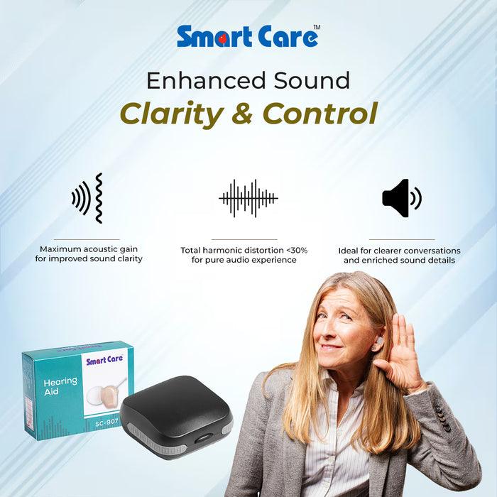 SMARTCARE Hearing Aid SC-907 (In The Ear) – Easy-to-Wear, Small and Invisible Design with Superior Sound Quality, Low Noise Interference, Adjustable Volume, and Maximum Comfort for Enhanced Hearing Performance